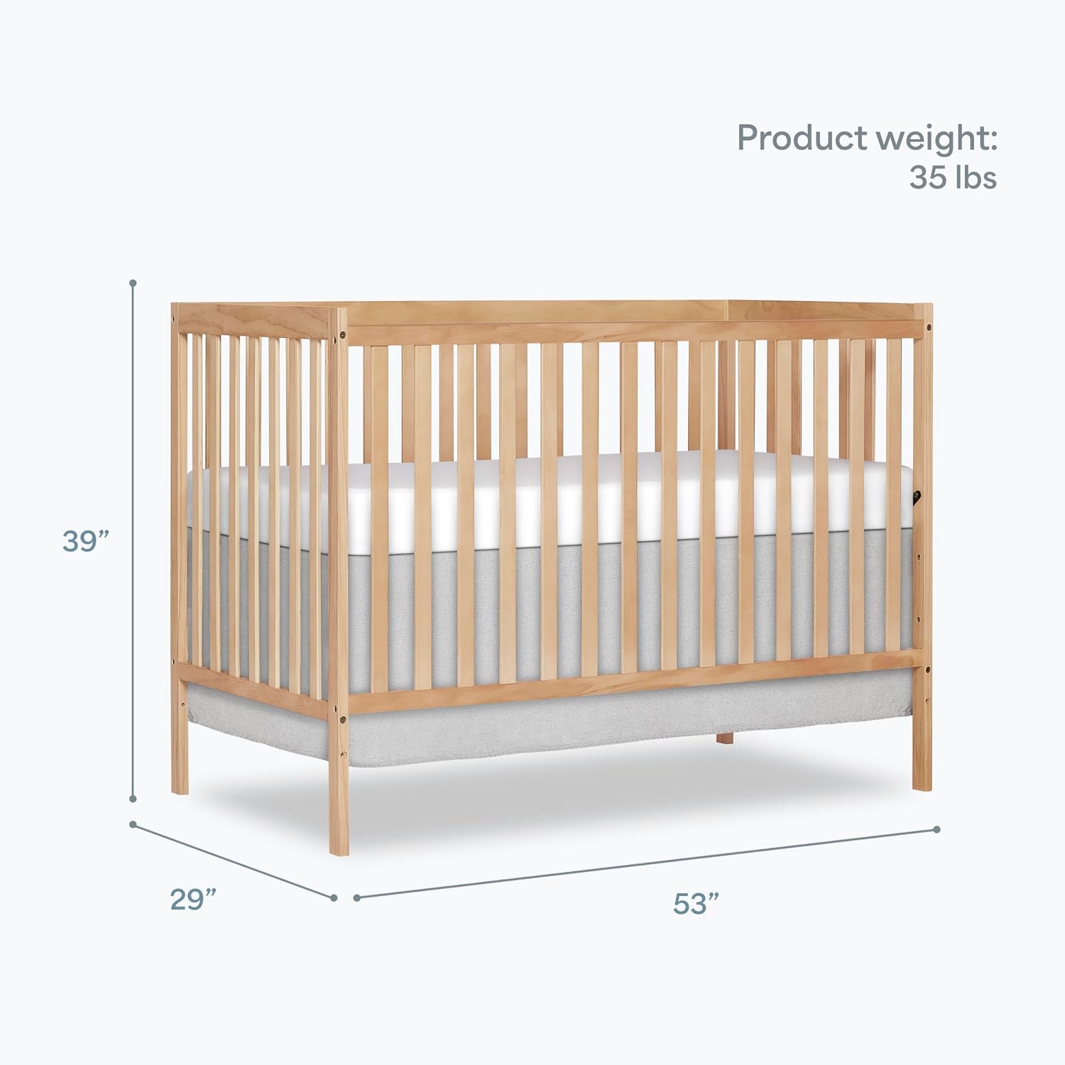 Dream On Me Synergy 5-in-1 Convertible Full-Size Baby Crib with Toddler, Day & Full Bed Conversion in Barnwood Natural, GreenGuard Gold & BSA, 3 Mattress Heights, Sustainable Pinewood