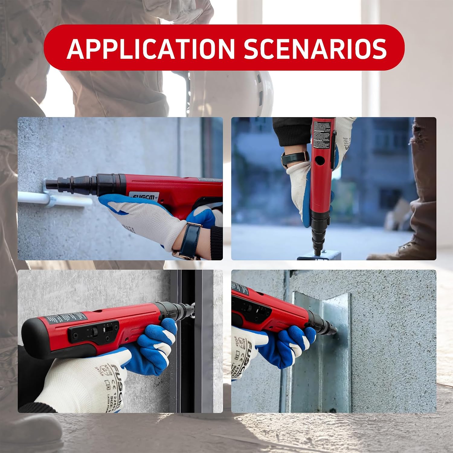 1-1/4' Washered Fastener + .27 Cal Semi-Auto Powder Actuated Tool with power indicator