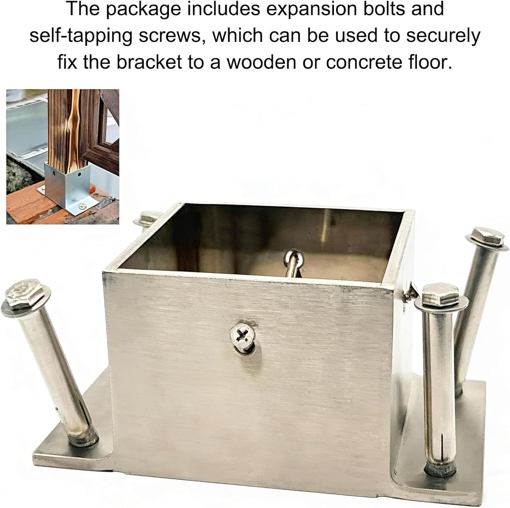 Heavy Duty Stainless Steel Post Base, Railing Post Anchor and Mailbox Support, for Pergola, Railing, and Mailbox Posts(95×95 Mm (3.7×3.7 in))
