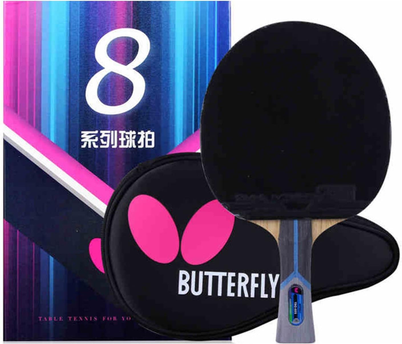 Butterfly 802 FL Shakehand Table Tennis Racket | China Series | Powerful Arylate/Carbon Blade and Rubber Combination with Racket Case | Recommended for Intermediate Level Players (B802FL)