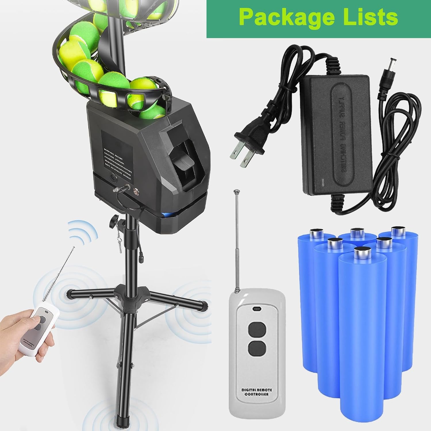 Tennis Pitching Machine, Automatic Tennis Ball Launcher/Thrower, Adjustable Height & Angle, Tennis Training Equipment for Beginners