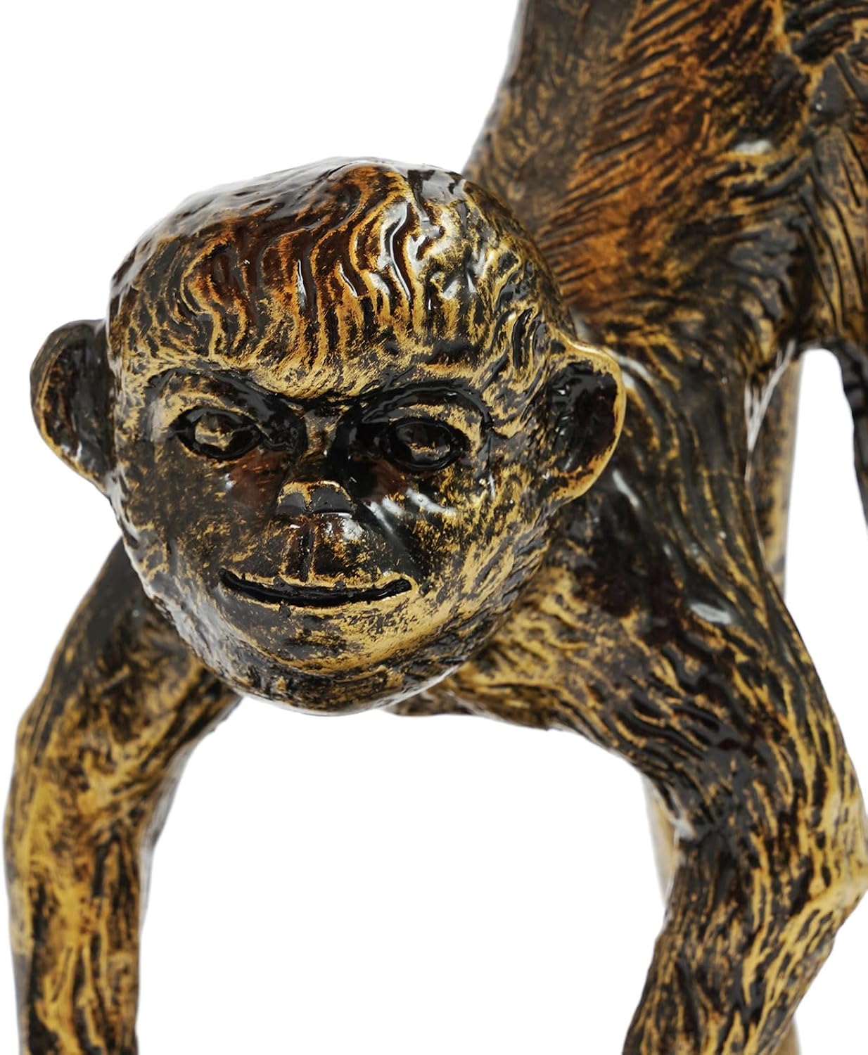 Bedside Table Lamp, Monkey Desk Lamp E26 Creative Animal Gold Resin Bed Side Lamps Sitting Monkey Lighting Fixture for Bedroom Office Bar Cafe Living Room Decor (Left)