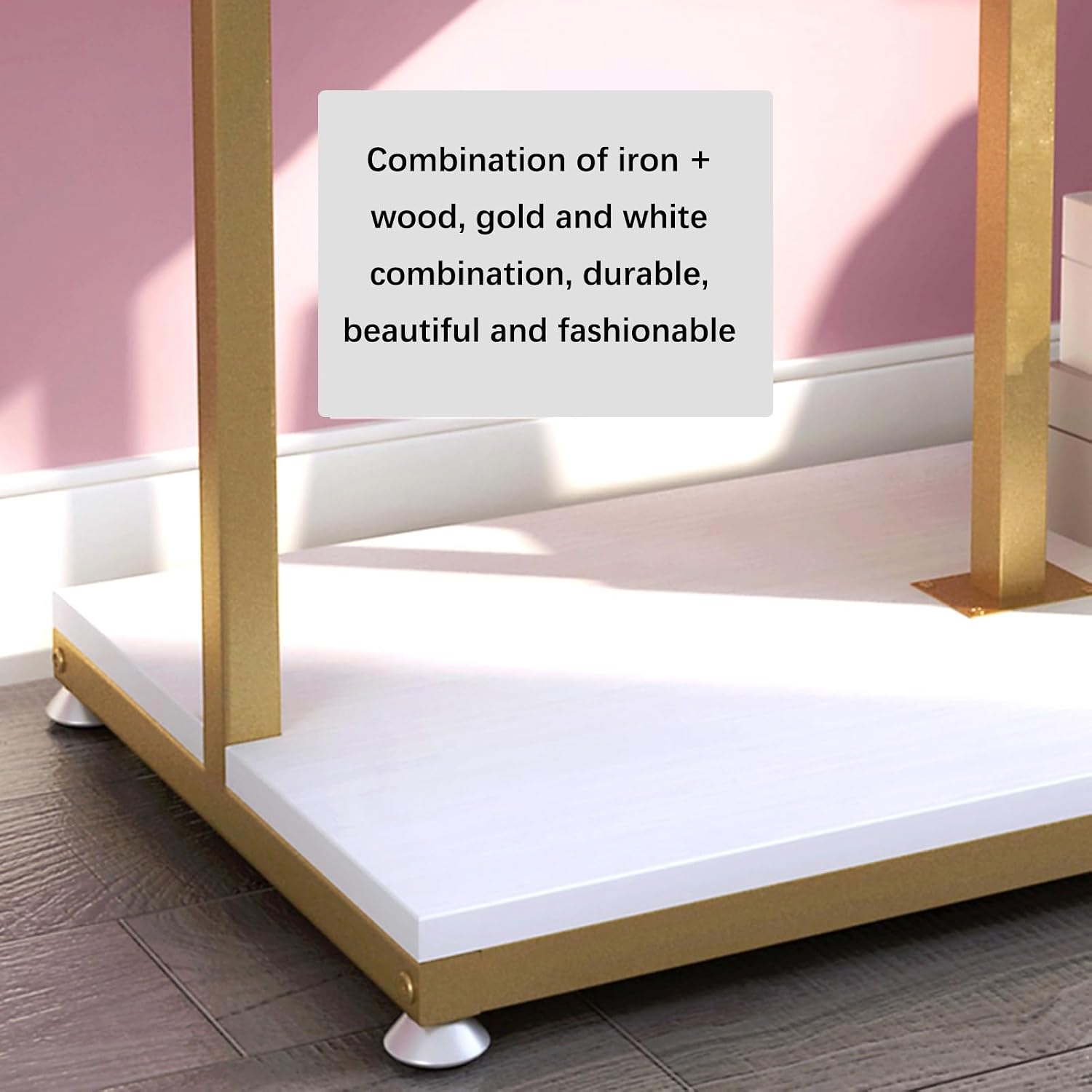 Coat Rack Stand Clothes Rack Stand, Multifunctional Storage Holder Single Hanging Rail, Portable Garment Handbag Shoe Organizer, Ideal for Hall Bedro(Gold-120x40x160CM