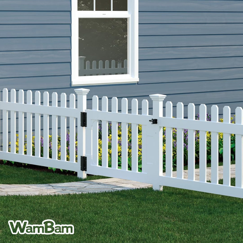 33.5in H x 42in W (1 Gate) No Dig WamBam Newport Gate Kit, White Vinyl Picket Fence Entry Kit for Newport Panels, Access Door for Backyard, Patio, Outdoor, or Garden Barrier, ZP19004