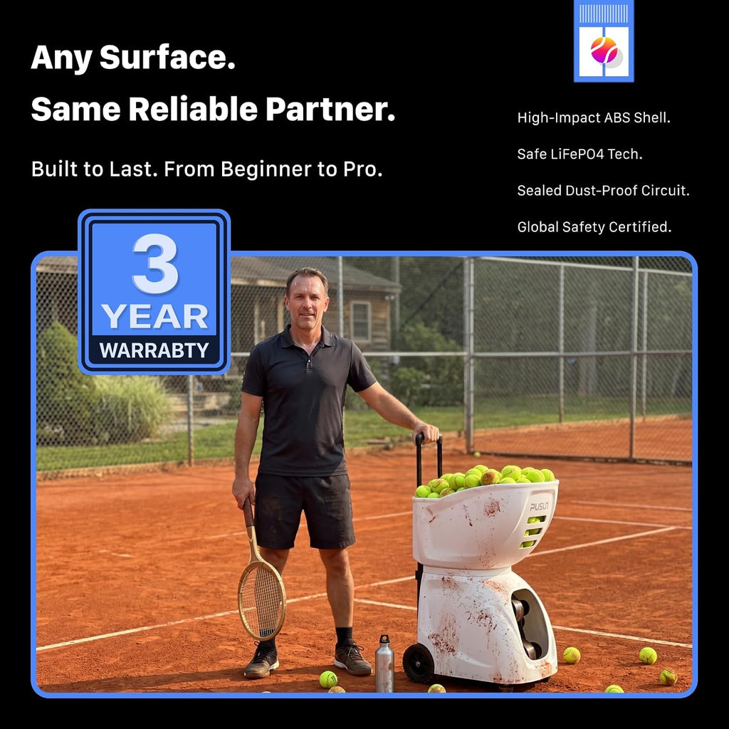 PUSUN｜PT-MAX C Flagship Tennis Ball Machine:App Control,12 Drills, Internal Oscillation,87 MPH,6-Level Spin,28-Spot,6-8H Battery, 39.6 lbs Portable, for Tennis/Padel,Training, Practice,Beginners,Pros