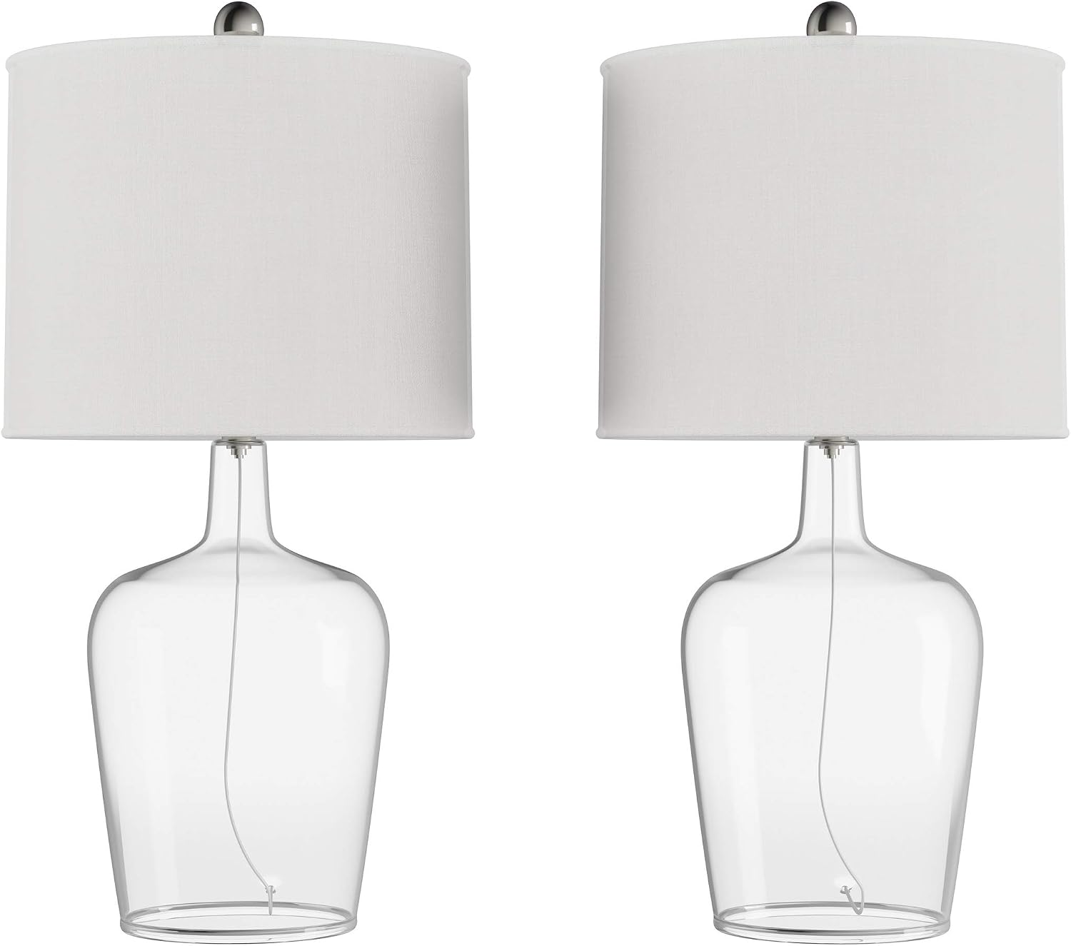 Table Lamps – Set of 2 Cloche Style Glass Modern Farmhouse Lighting for Living Room, Bedroom or Office – Energy Efficient LED by Lavish Home
