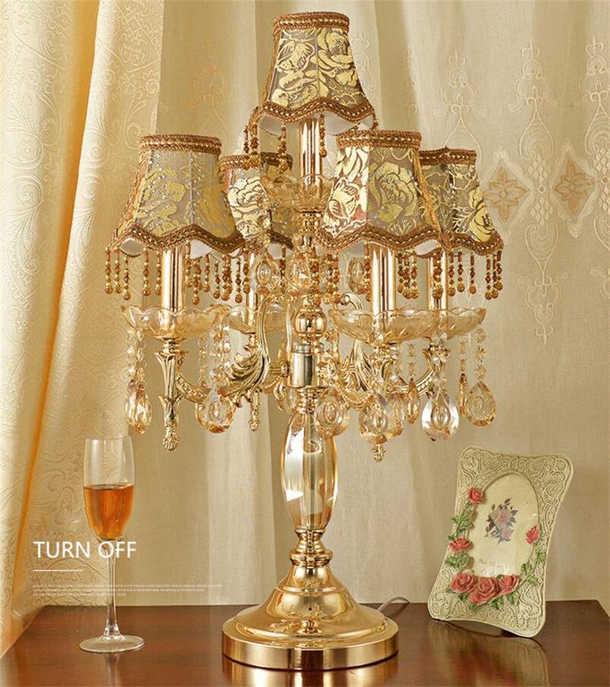 @Uncle Sam LI Crystal Table Lamp, Luxury High-Grade Gold Table Lamp with The Crystal and Fabric Lampshade for in The Living Room Bedroom Bedside Home Decorative Lights