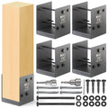 Stainless Steel 6 x 6 (Actual: 5.5' x 5.5') Deck Post Base, Post Anchor Bracket, Concrete Support Anchor Base for Railings, Fences, Pavilions, Porches (4pack-Dark Gray)