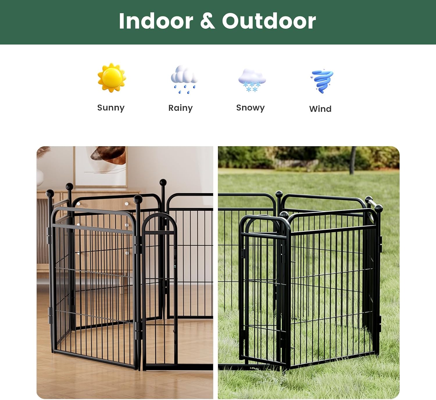 Gardner Pet Dog Playpens, 40' H 16 Panels Dog Pen Outdoor/Indoor Dog Fence Exercise Pen for Small/Medium/Large Dogs, Foldable Pet Play Yard Gate with Gravity Automatic Lock, Pet Playpen, Black