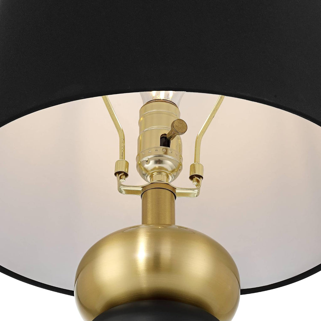 360 Lighting Anthem 21 3/4' High Small Modern Accent Table Lamp Black Gold Brass Finish Metal Single Fabric Black Shade Living Room Bedroom Bedside Nightstand House Office Home Reading Kitchen
