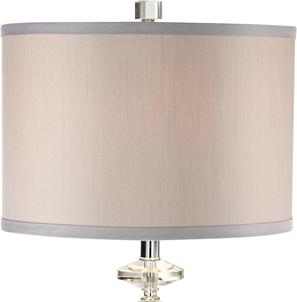 Vienna Full Spectrum Aline 26 1/2' Tall Traditional Table Lamp Clear Crystal Single Gray Shade Living Room Bedroom Bedside Nightstand House Office Home Reading Kitchen Entryway Console Family