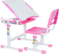 VIVO Pink Height Adjustable Children's Desk and Chair Set | Kids Interactive Workstation