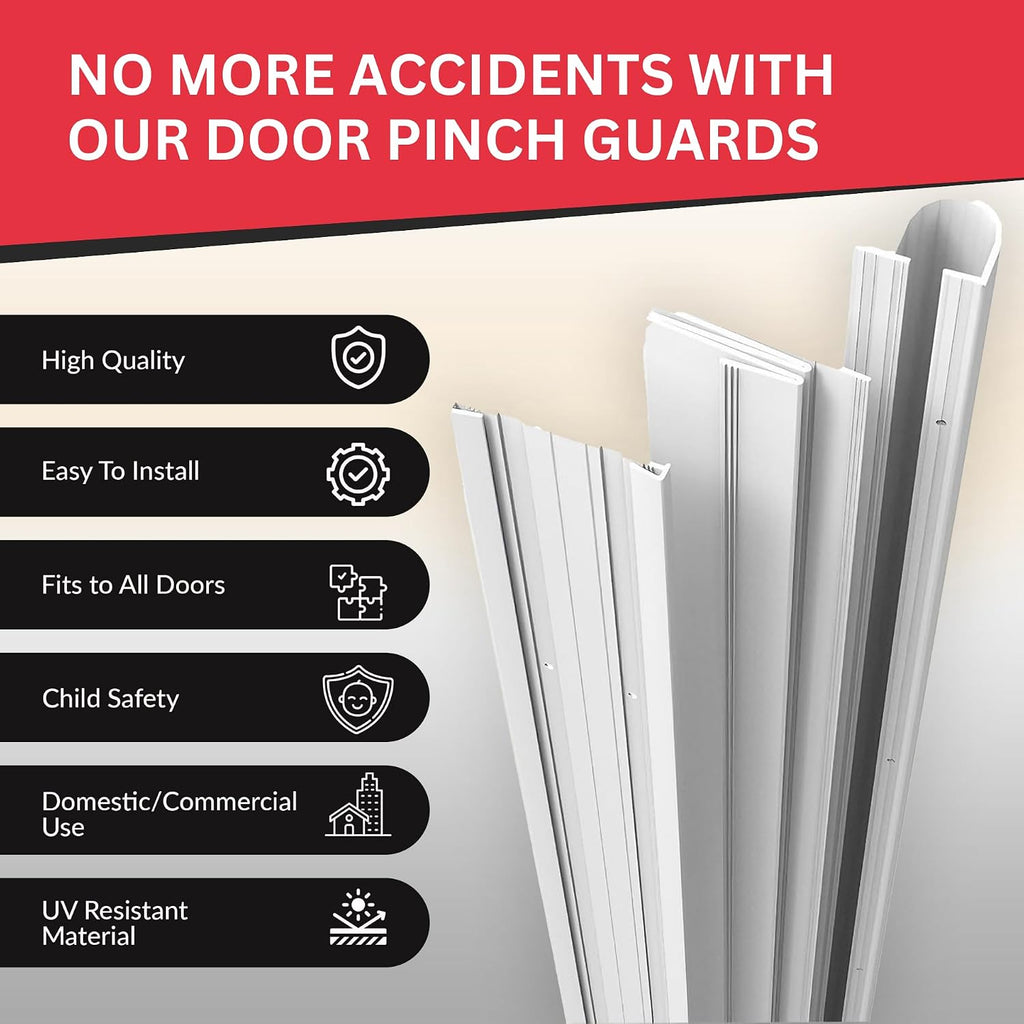 Commercial Door Hinges Finger Pinch Guard for Kids | UL Classified Push & Pull Side Door Pinch Guard for Schools, Daycare Centres & Home | USA Made | Finger Guard Door White, 80'