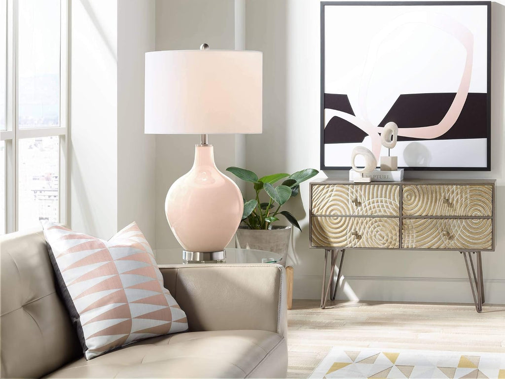 Color + Plus OVO 28 1/2' High Linen Pink Table Lamp