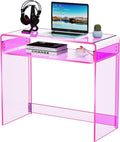 Acrylic Desk Laptop Workstation Study Table Home Office Console Tables Entrance Table Decor (Pink)