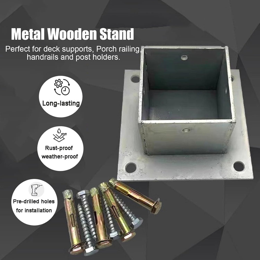 2pcs Wood Fence Post Base Support Bracket - Stainless Steel Concrete Post Anchor for Deck Railing, Vinyl Fence, Mailbox(150x150mm)