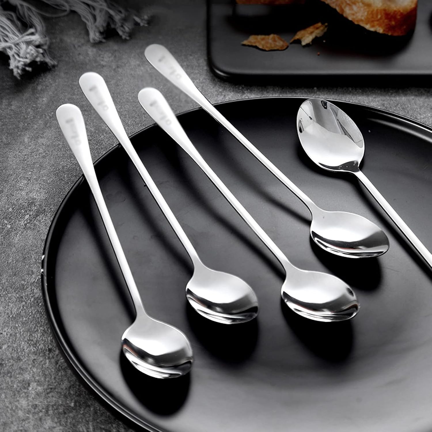 Spoons 7.5-Inch Long Handle Spoons Set Espresso Spoons Ice Cream Spoon Stainless Steel Small Spoons for Dessert Flatware Set of 6 Tablespoon