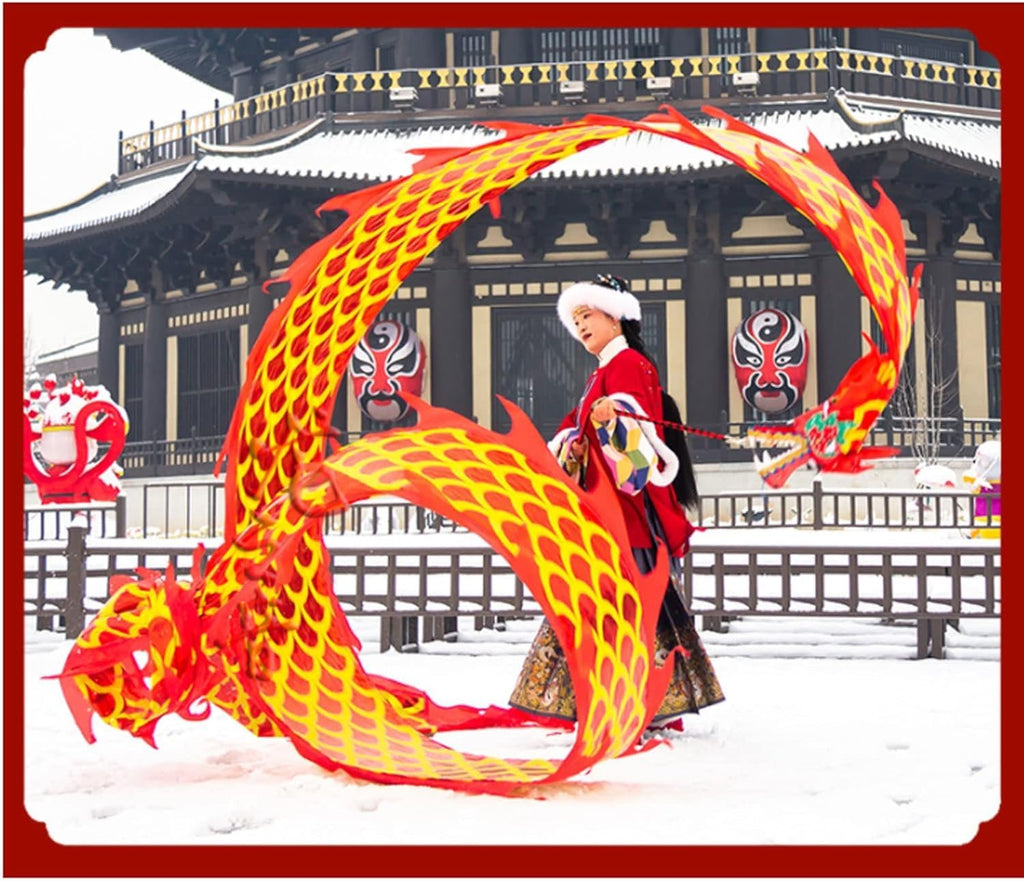 Lion Dance Dragon Dance for Outdoor 8m/26.2FT Chinese Dragon Dance Wulong Flowy Ribbon Streamer for Fitness Exercise Performance Lion Dance Crafts Traditional Festivals(Purple)