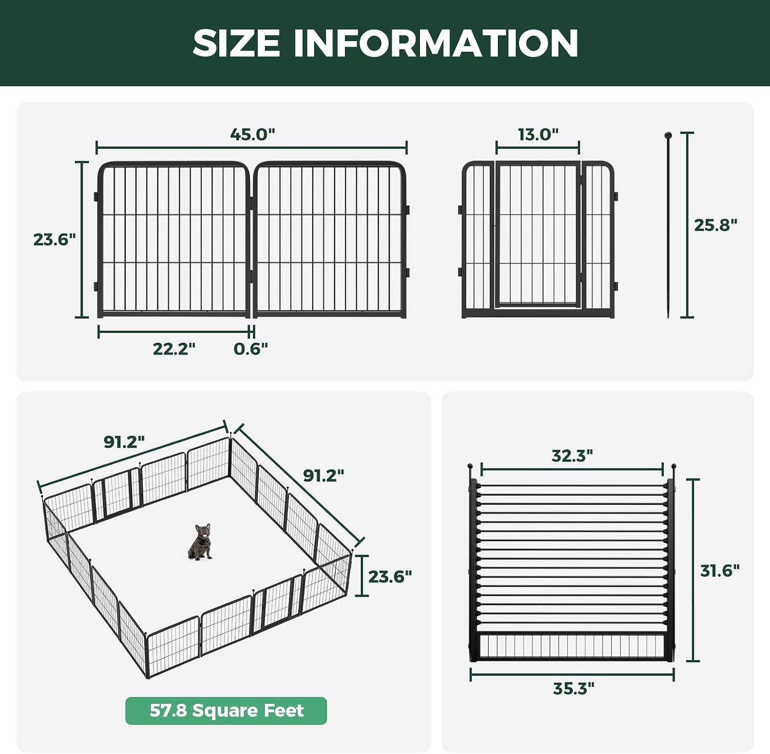 FXW Instant Unleashed Dog Playpen, Portable Pet Fence for Outdoor, RV Trips, and Camping, 24 inch, 16 Panels for Puppy and Small Dogs with RV Step Grid│Patented