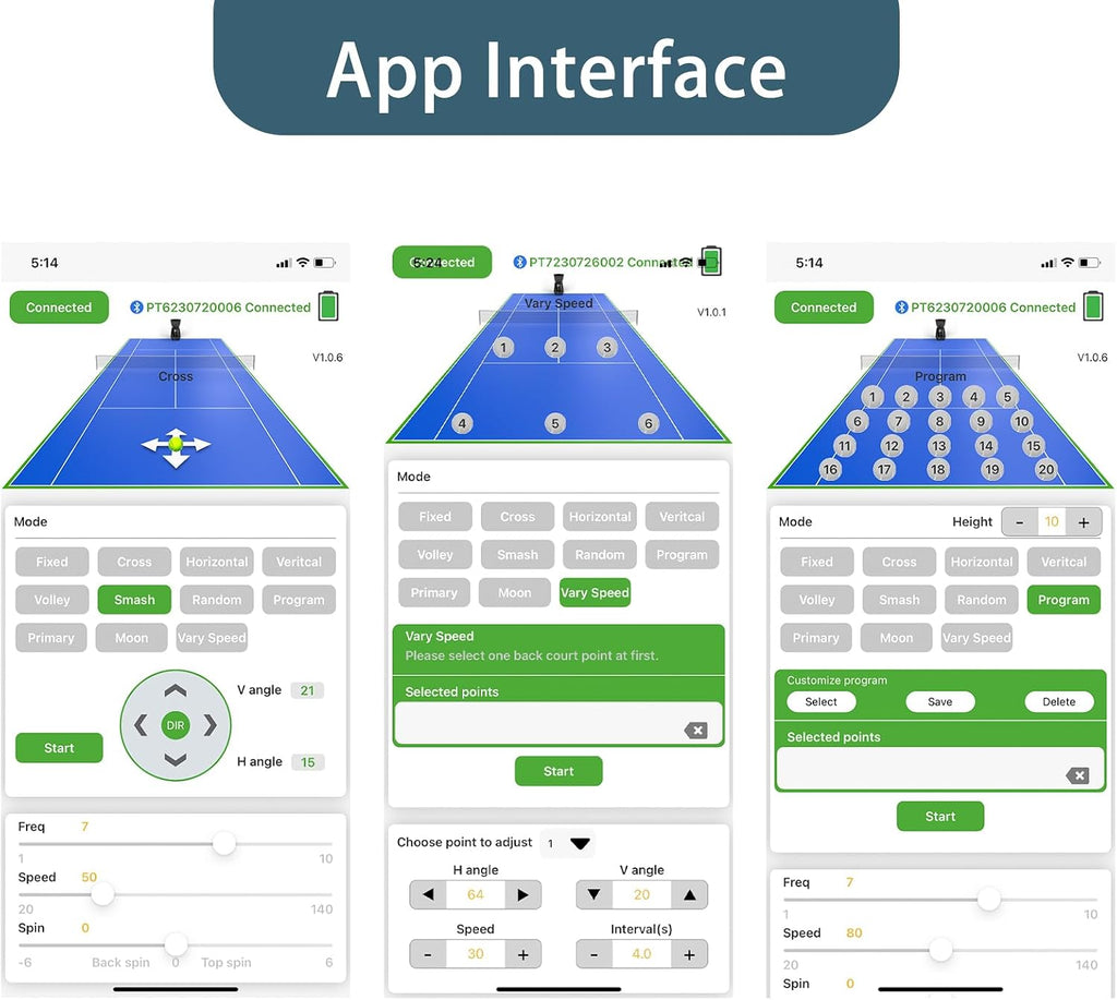 PT-SAMRT PRO-Internal Spin Tennis Ball Machine - Smart App Control - 100+ Ball Capacity - Professional Training Equipment - Realistic Ball Trajectory Simulation - 4-6 Hour Battery Life