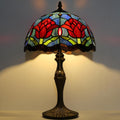 Tiffany Lamp Stained Glass Table Lamp 12' x 19' Red Tulips Style Bedside Reading Lamp Decorative Lamp for Desk Living Room Bedroom Office Study Light Home Decor Gift