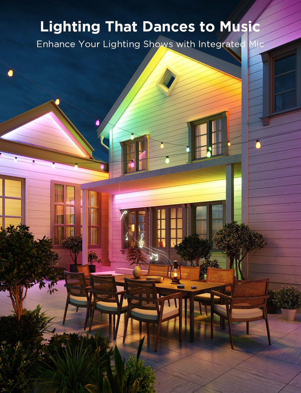 Govee Outdoor LED Strip Lights, 98.4ft Smart Outdoor Lights Work with Alexa and Google Assistant, App Control, IP65 Waterproof, RGBIC Lights for Patio, Eave, Party Decorations