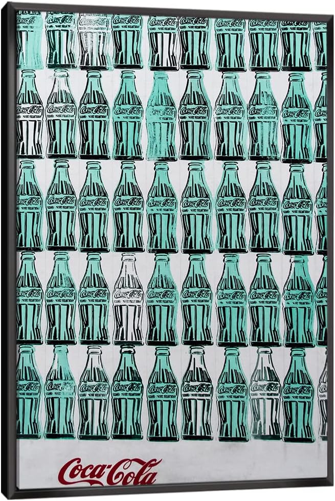 Andy Warhol Canvas Wall Art Warhol Pop Art Greencocacolabottles Framed Painting For Bedroom Livingroom Office