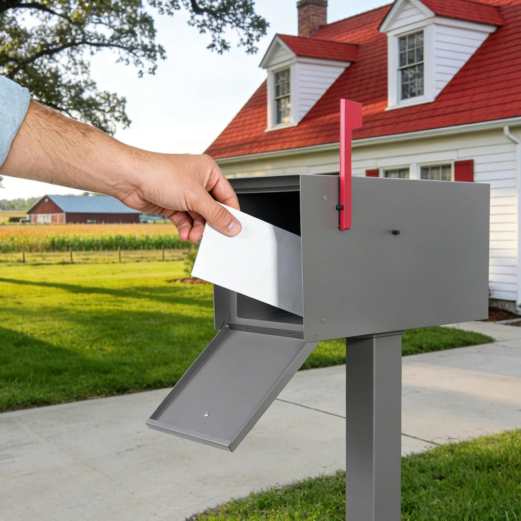 Large Mailboxes for Outside Post Mount Mailbox, Metal Mail Box with Magnetic Latch, Galvanized Steel Modern Mailbox for House Outside, 20.9 x 7.9 x 10 Inches, Gray