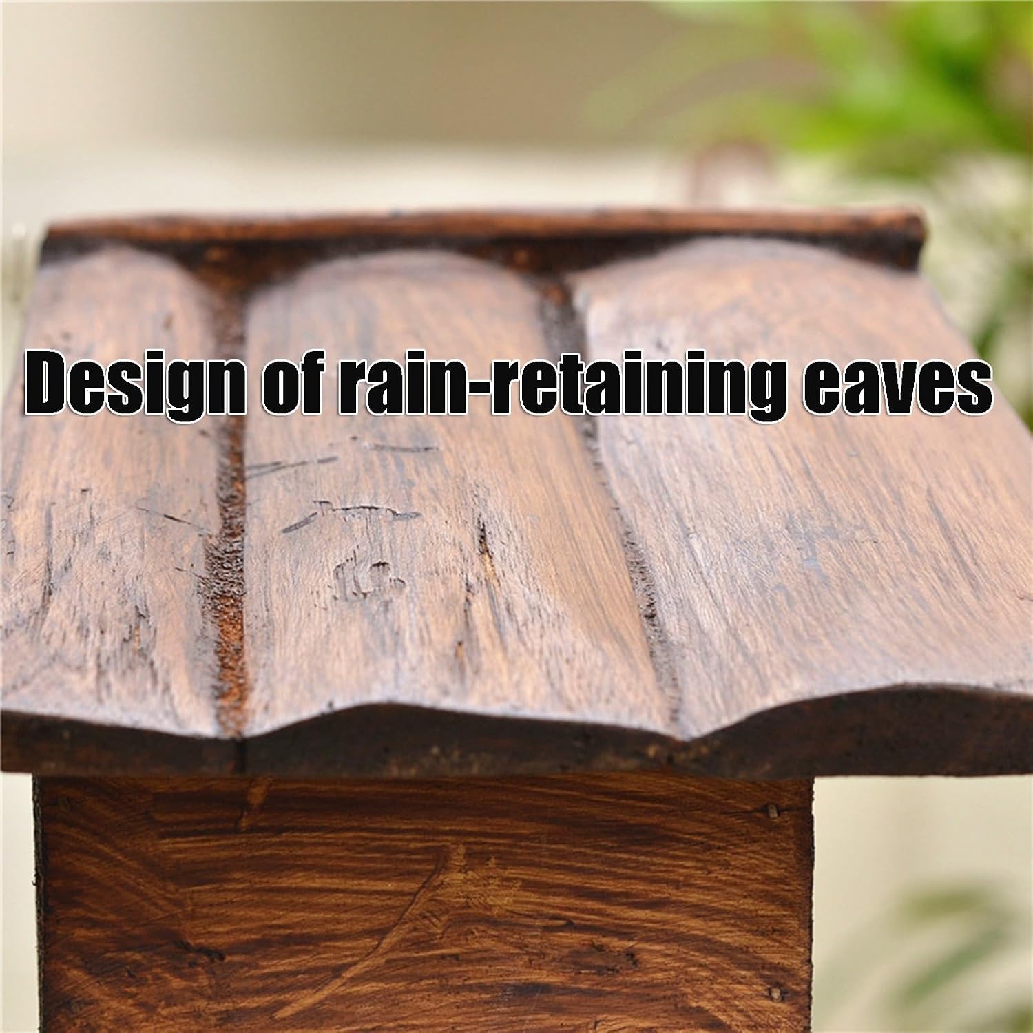 Outdoor Wall Mounted Mailbox Handmade House Type Wooden Mailboxes with Rainproof Eaves Parcel Boxes with Hanging Clasp Compact