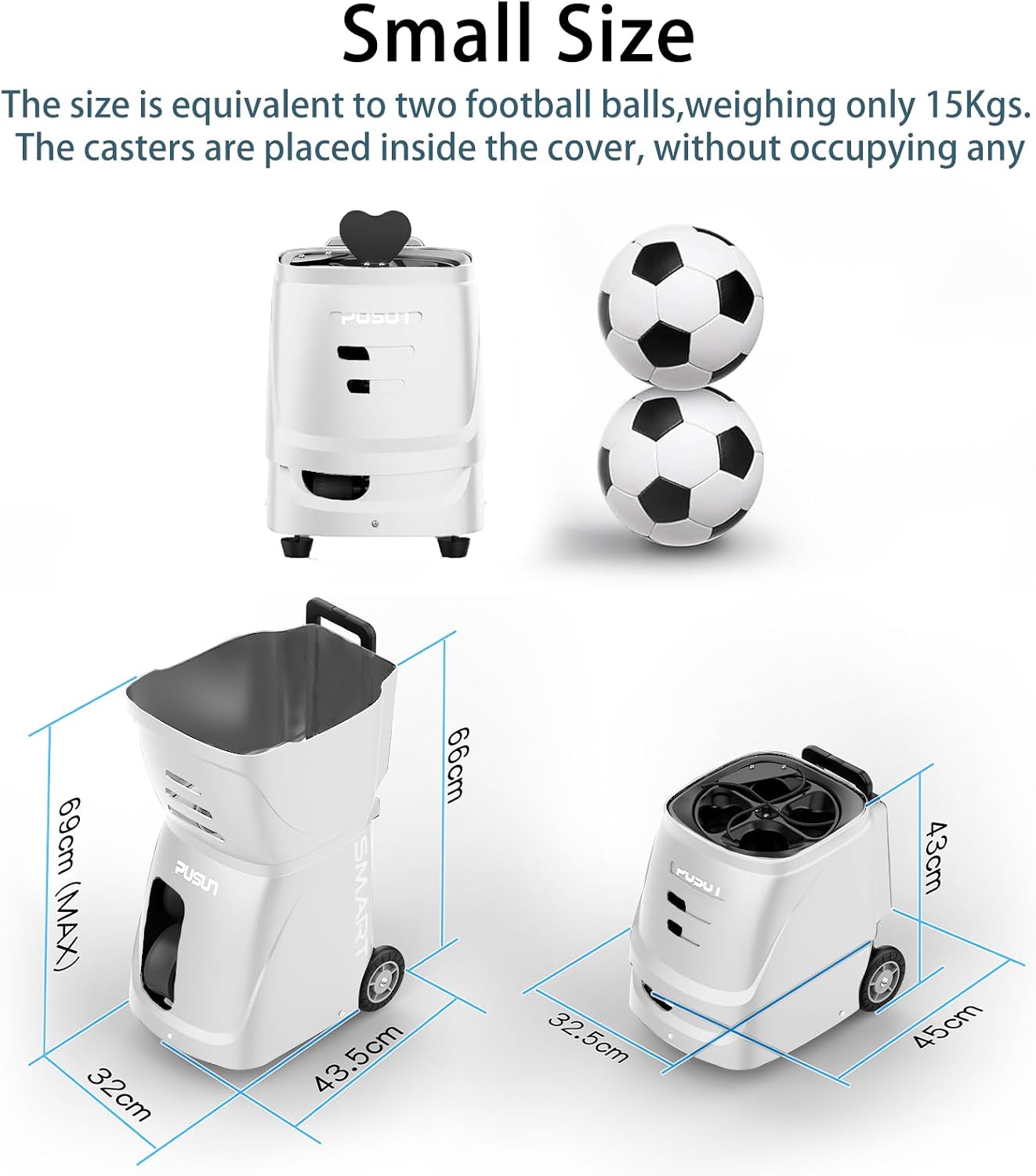 PT-SMART Tennis Ball Machine - Smart App for Apple Watch & Phone Control, Tennis Ball Launcher with 20 Landing Points, 12 Training Modes & 4-6h Battery Life, Tennis Serving Machine
