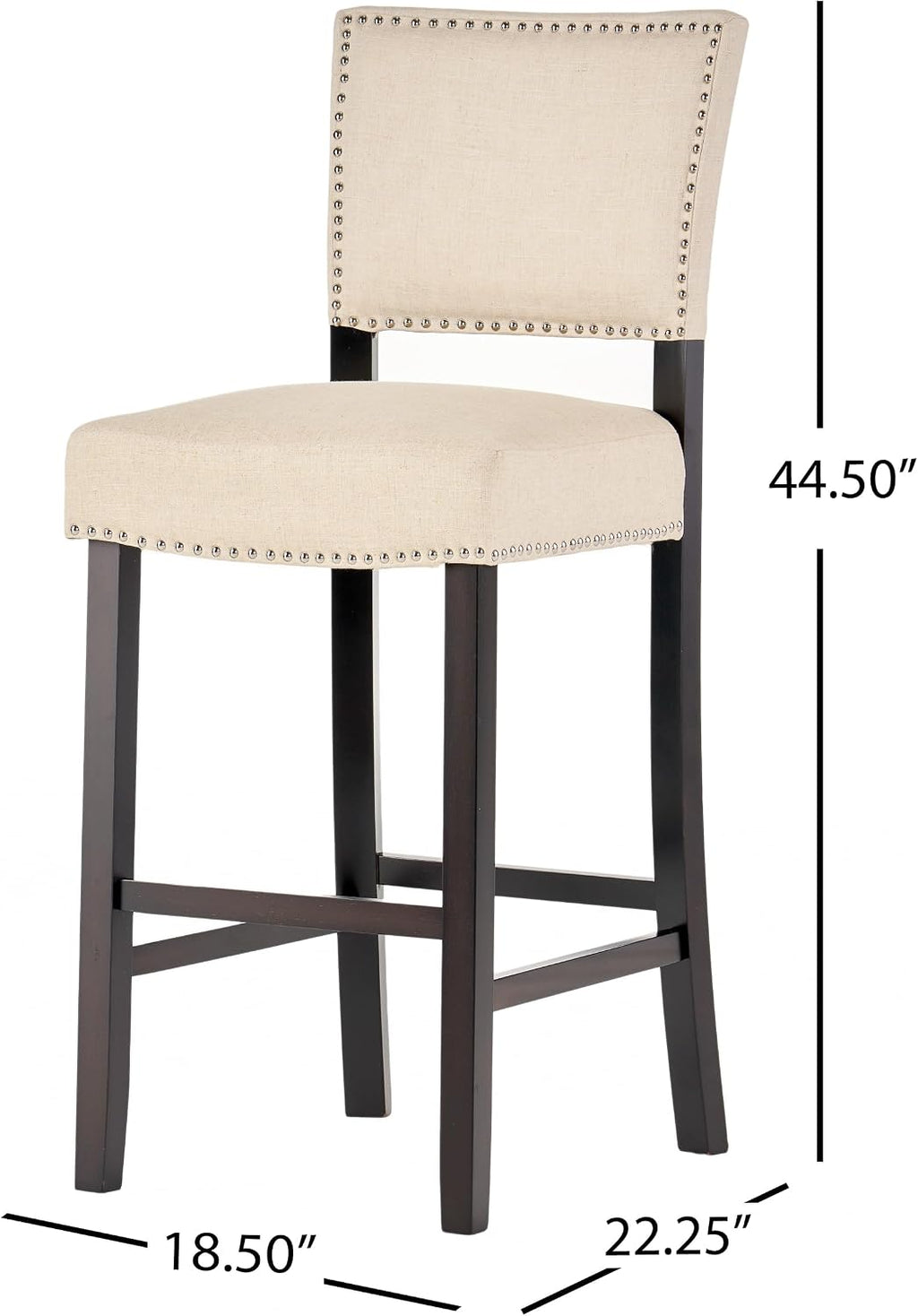 GOWE Barstools with Rivet Decoration Set of 2, Wood Frame,Fabric Sponge Cushion and Upholstered Barstools, Bar Chairs for Kitchen Island,Bedroom,Dining Room.