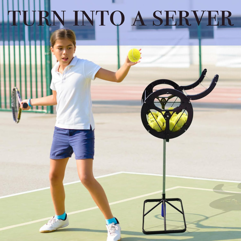 Multi-Functional Tennis Ball Picker with 36 – Tennis Ball Storage Basket & Ball Launcher, Ideal for Beginners, Holds 80 Balls, Quick Setup