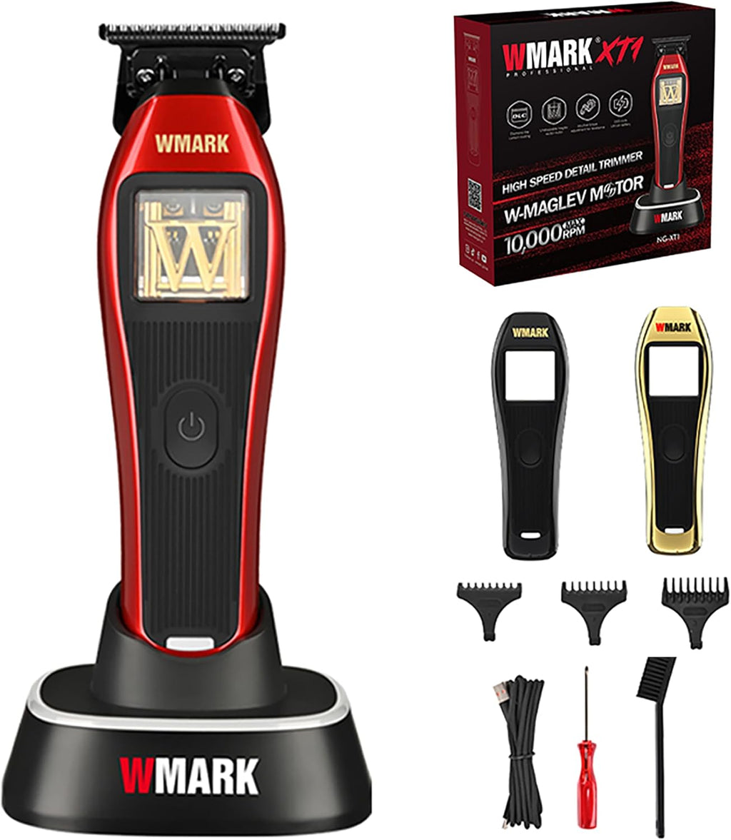 WMARK Professional Cordless Detail Hair Trimmer for Men & Barbers - 10,000 RPM Maglev Motor, DLC Blade, 3 Modular Lids & Repair Tools, Rechargeable NG-XT1