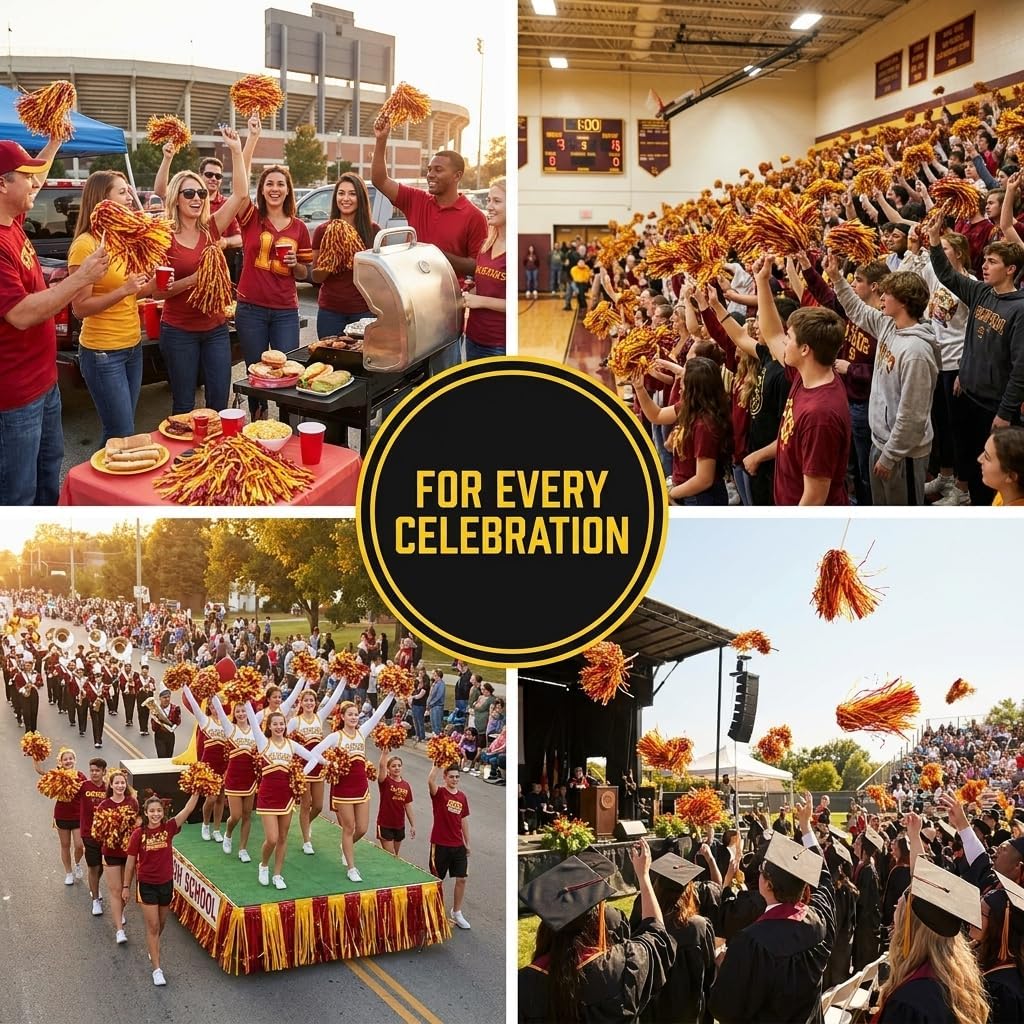 Anderson's Premium Two-Color School Spirit Shakers, Cheerleader Pom Poms, Sports Fan, Football, Basketball, Homecoming, Squad, Team, Party, Dance Club, Performance, Celebrations