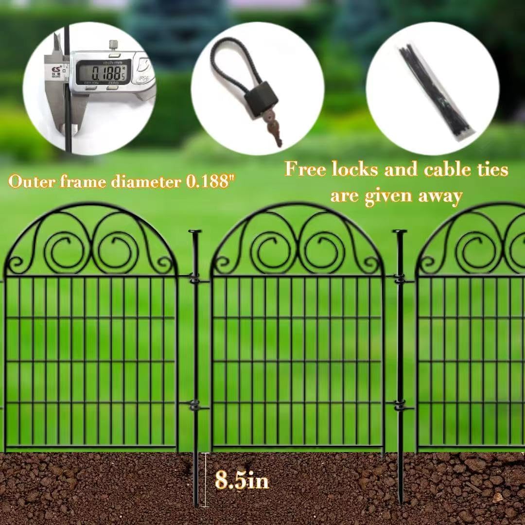 Getlay Tall Garden Fence Animal Barrier with Gate, 36 in(H) 14 Panels Garden Fences and Borders for Dogs, Dog Fence Outdoor for Yard, Total Length 30.6 Ft Metal Temporary Fencing│Patented