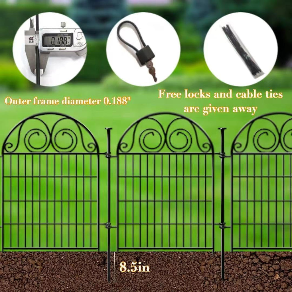 Getlay Tall Garden Fence Animal Barrier with Gate, 40 in(H) 12 Panels Garden Fences and Borders for Dogs, Dog Fence Outdoor for Yard, Total Length 26.2 Ft Metal Temporary Fencing│Patented