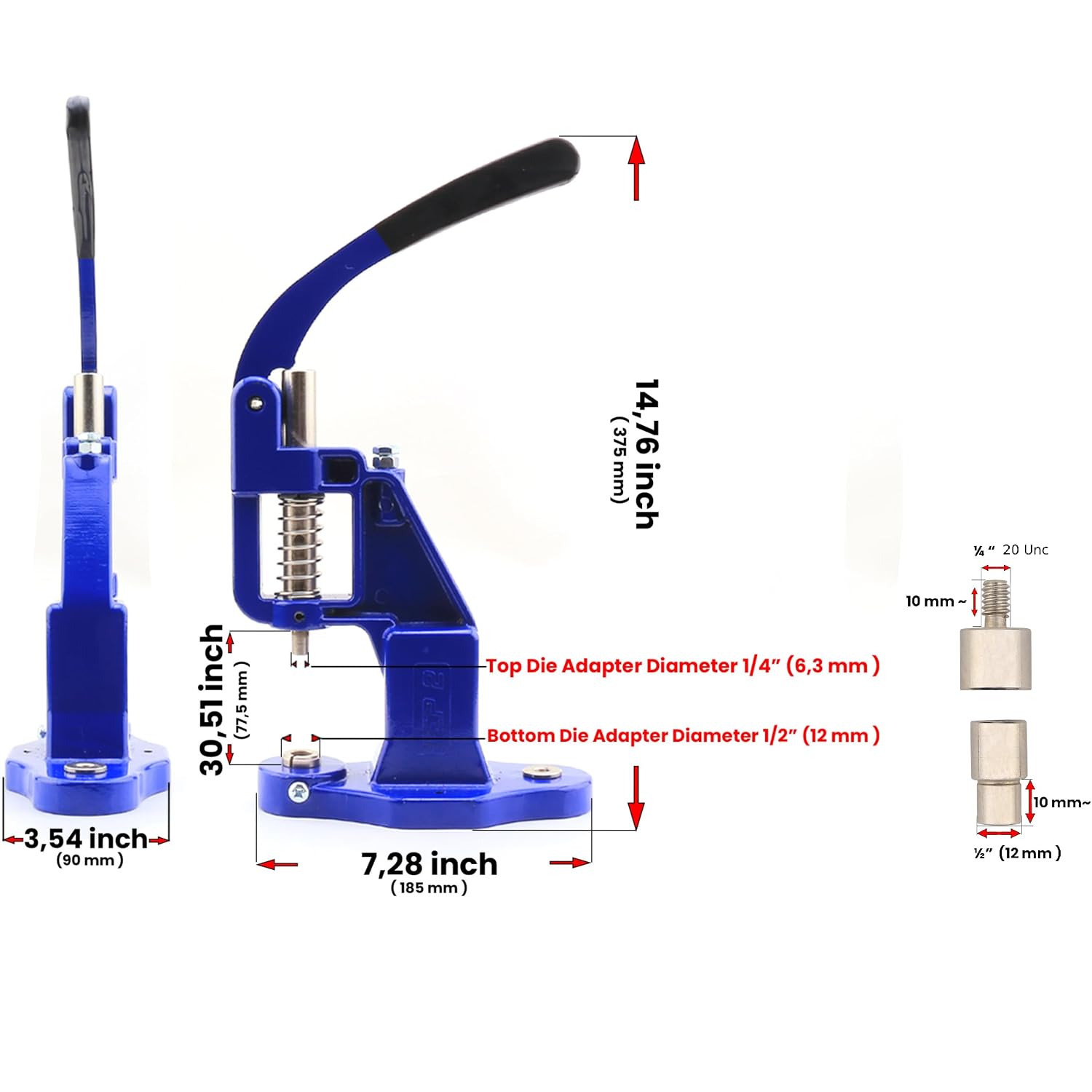 Hole Puncher Set, Punch Press Machine and 2, 4, 6, 8, 10 mm Interchangeable Punch Heads for Leather Craft and Fabric