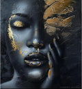30 Original African painting with gold leaf and acrylic paints, custom portrait art from your photo, custom-made black woman portrait, handmade head portrait with gold powder by college teachers 1