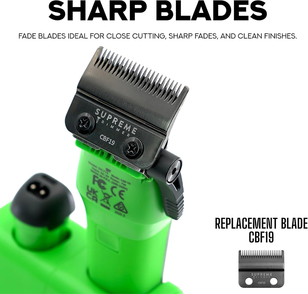 Supreme Trimmer Recharge Clipper - Professional Hair Clipper with 2 Removable Batteries, Brushless Motor, Smart Charge Stand, USB-C Charge & DLC Blades Barbers | STC779