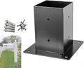 Wood Fence Post Anchor Base, Black Heavy Duty Deck Holders Porch Railing Post Bracket with Installation Kit, Apply to 3.5 'x3.5' Mailbox Wood Column Protector(4pack)