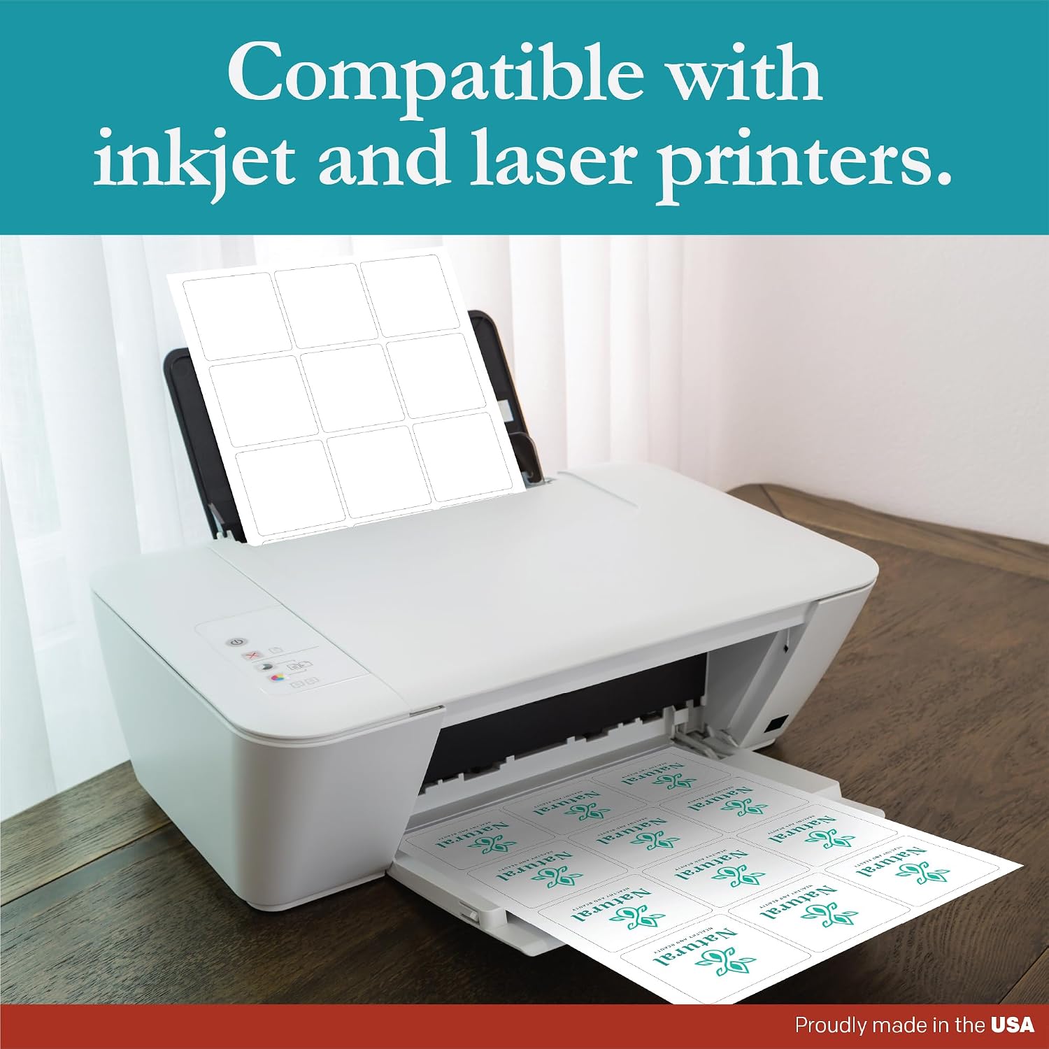 Premium Label Supply White Sticker Square Labels – 2.5' x 2.5' – Laser/Inkjet Compatible – (12 per Sheet), 2000 Sheets – 24,000 Total Adhesive Labels