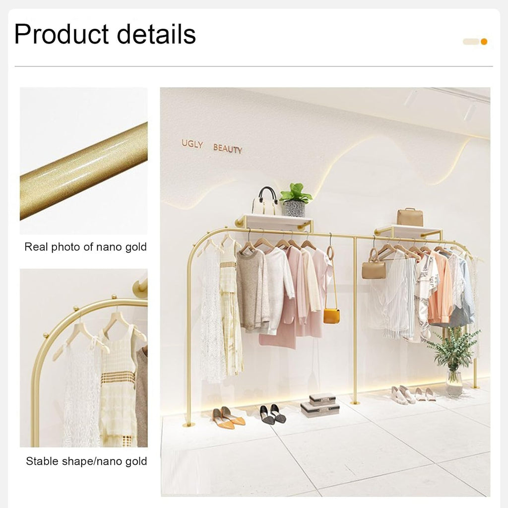 Creative Display Garment Racks in Boutique Clothing Stores, Heavy Duty Wall Mounted Gold Iron Garment Bar, Retail Display Rack Closet Storage Clothes Organizer, M(Length 400cm