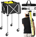 Tennis and Pickleball Ball Hopper with Pickup Tube – Pickleball Tennis Ball Basket with Wheels, 150 Tennis Ball or 120 Pickleball Ball Holder Capacity, Indoor and Outdoor
