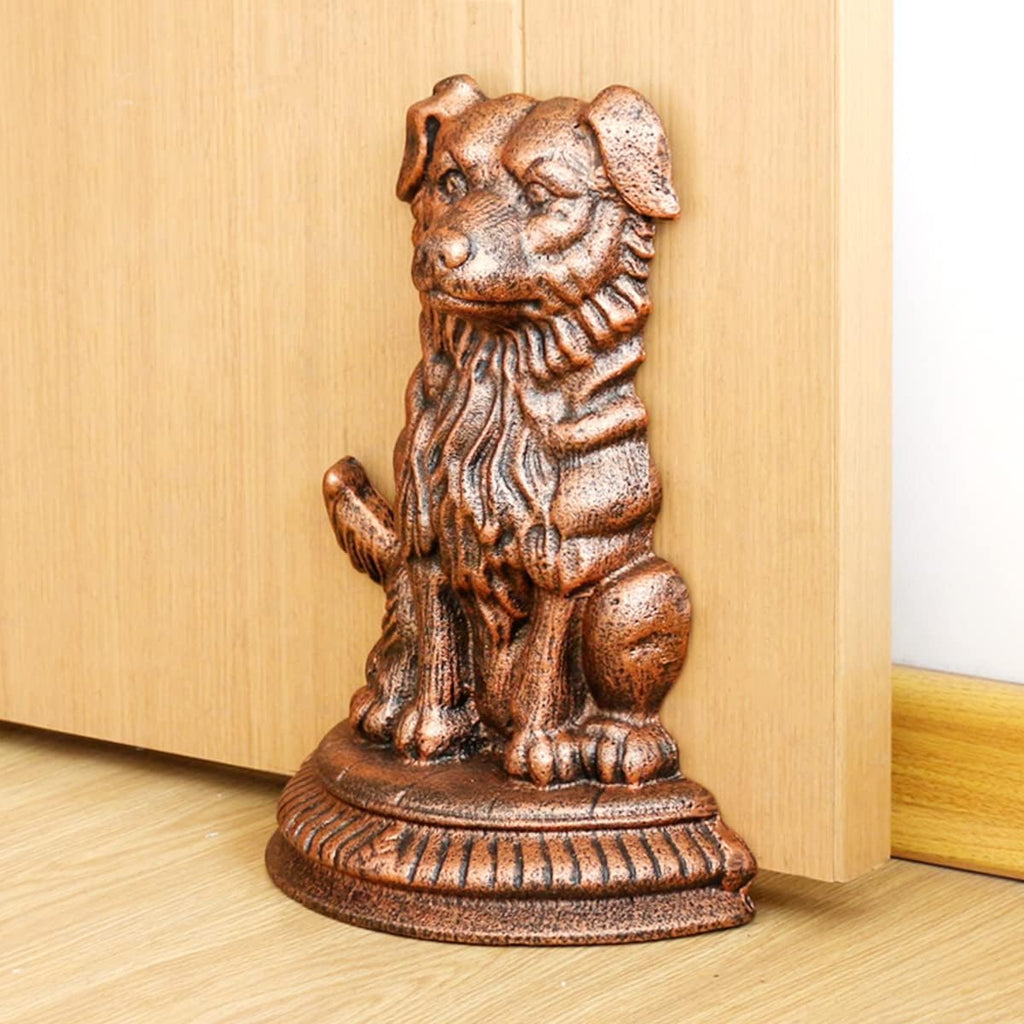 Heavy Duty Cast Iron Dog Door Stopper for Home Office (Bronze)