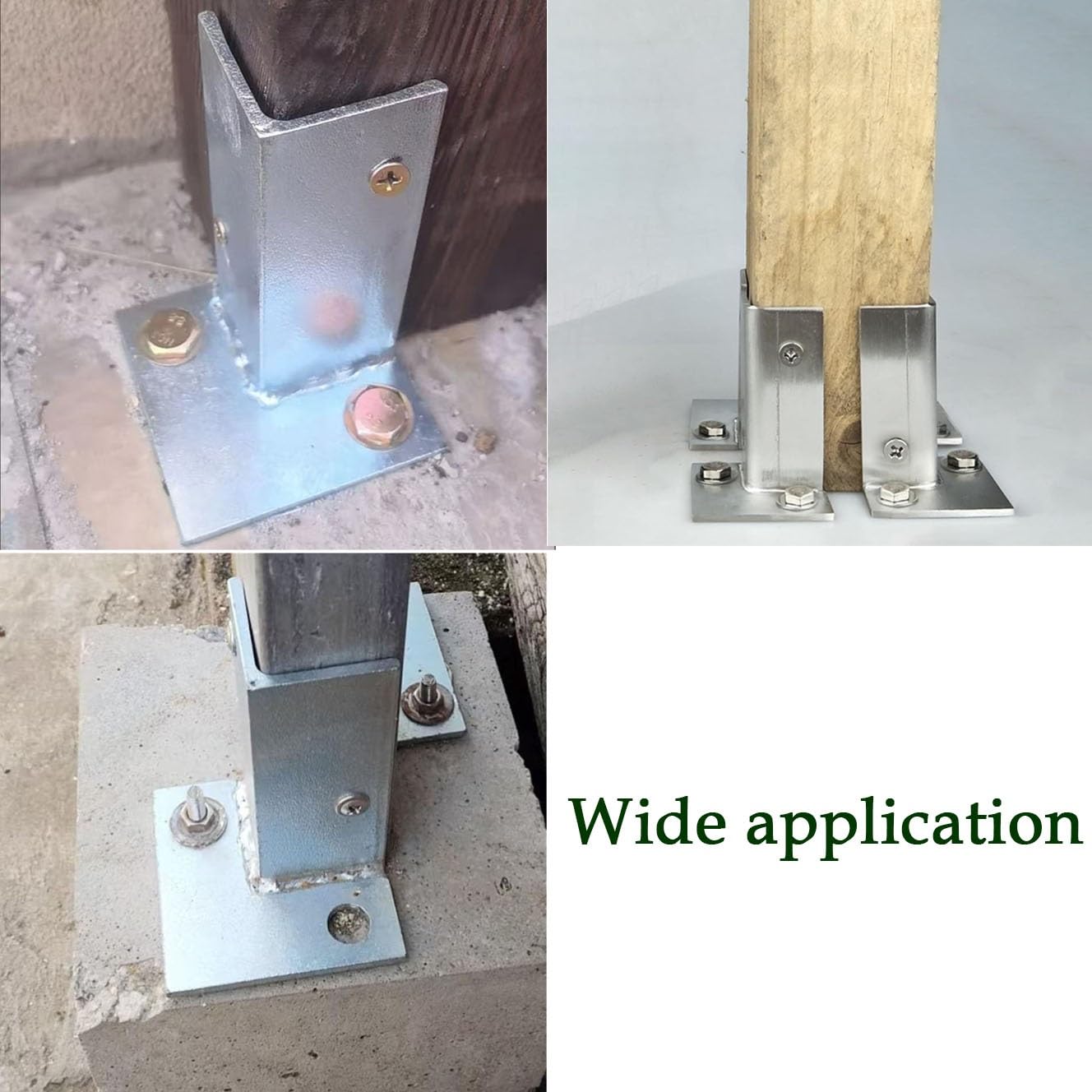 Galvanised Steel Pillar Stand Base for Gardens/Pergola, Sturdy Construction Mailbox Post Base Brackets, Heavy Duty Post Anchors Wood Post Support Base for Deck Railing(10pcs)