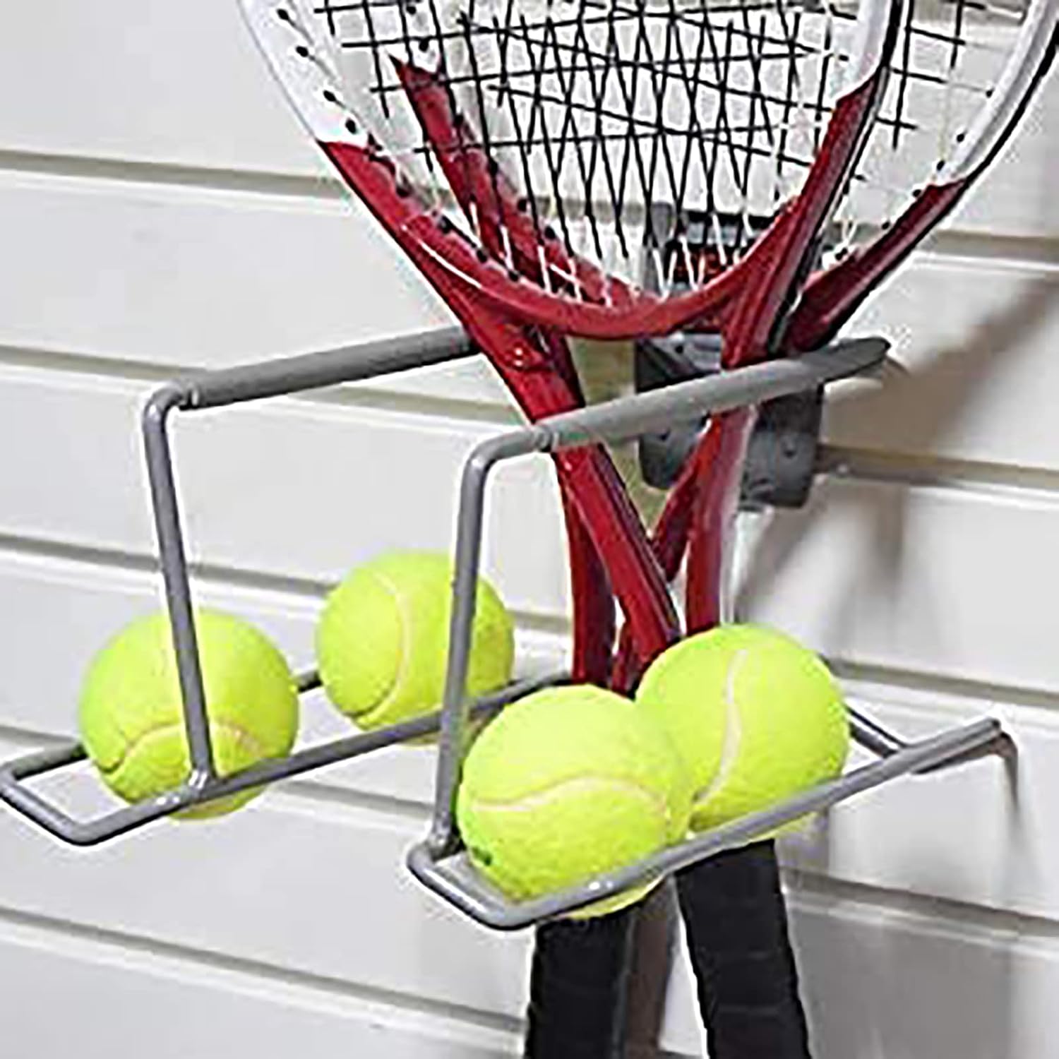 Racket storage rack, Tennis Racket Storage Rack, Sports Equipment Organizer, Holds Six Balls and Four Rackets, Suitable for Badminton Rackets, Tennis Rackets, Table Tennis Rackets Of Various Sizes