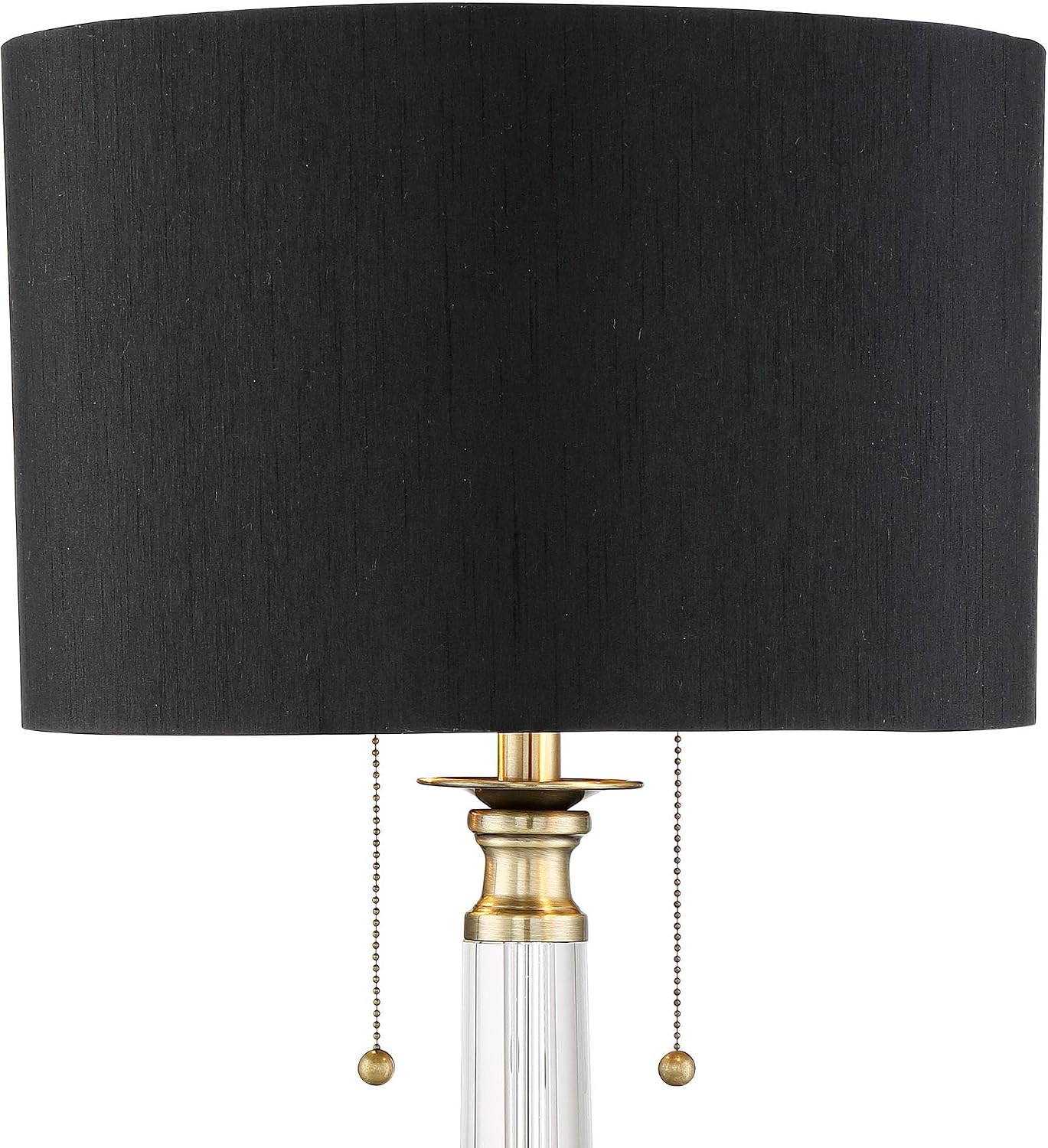 Vienna Full Spectrum Stephan 30' Tall Column Large Traditional End Table Lamps Set of 2 Pull Chain Clear Crystal Black Shade Living Room Bedroom Bedside Nightstand House Office Home Reading