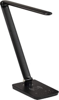 Safco 1009BL, Pivoting Neck, Built-in Wireless, USB Port Vamp LED Lamp with Charging Pad, Black