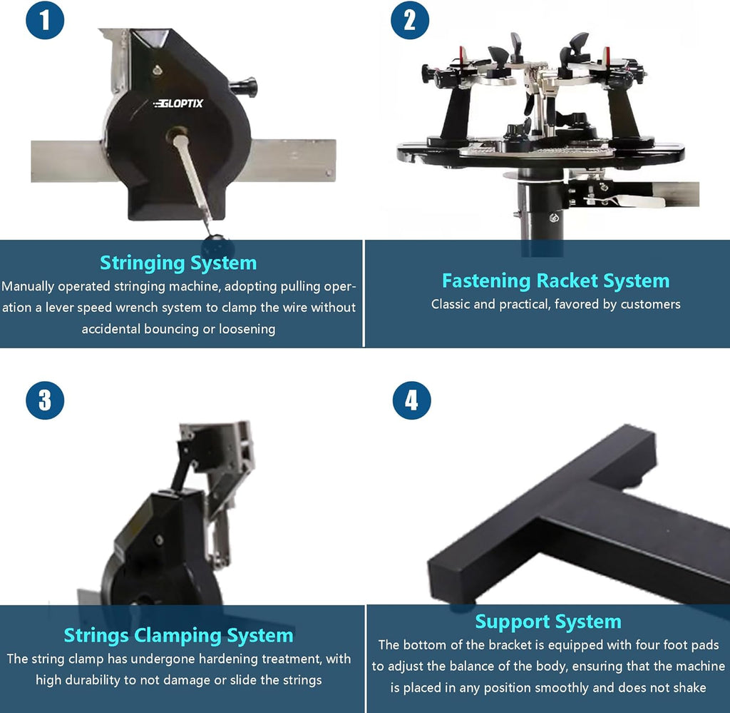 GT-160 Tennis Racket Stringing Machine Manual Desktop Progression Racket String Tools, with Tools and Accessories