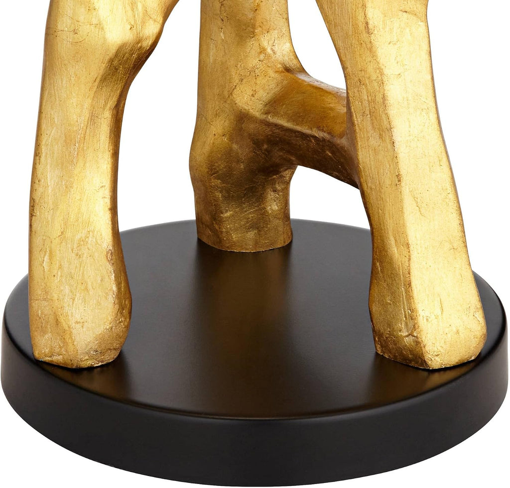 Possini Euro Design Organic Modern Table Lamps 29' Tall Set of 2 Sculptural Gold Bamboo Sculpture White Fabric Drum Shade Decor for Bedroom Living Family Room Bedside Nightstand House Home Office